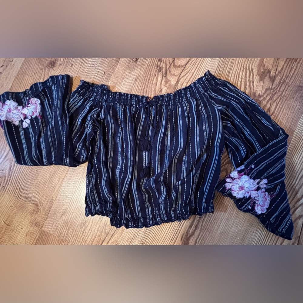 Striped Off-Shoulder Women's Top